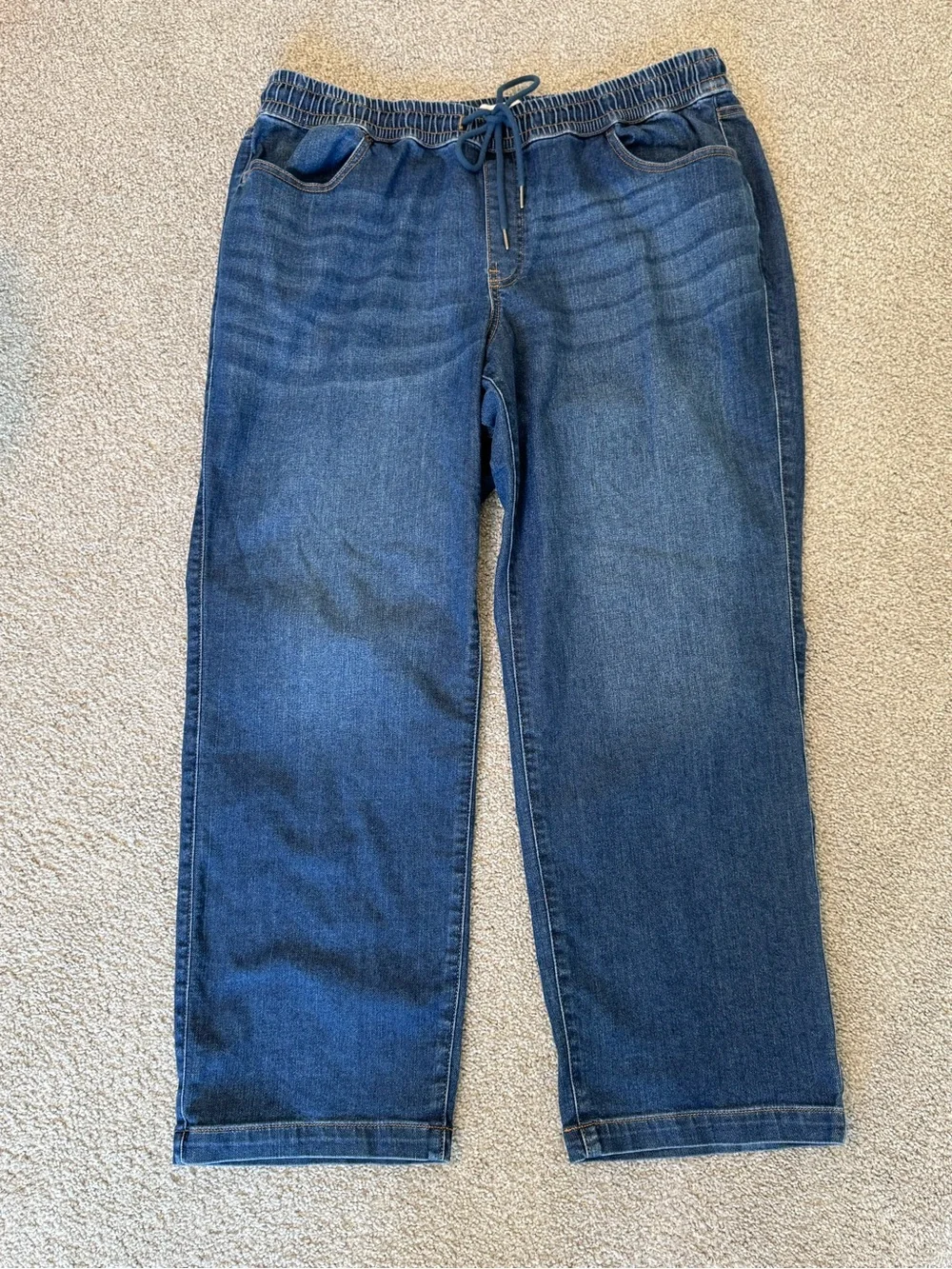 Lane Bryant Women’s Elastic Waist Blue Jeans Casual Pull-On Style Drawstring 18
